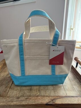 NWT Classic ShoreBags Mini Canvas Tote- Light Blue and Natural Gifts Baby Boat